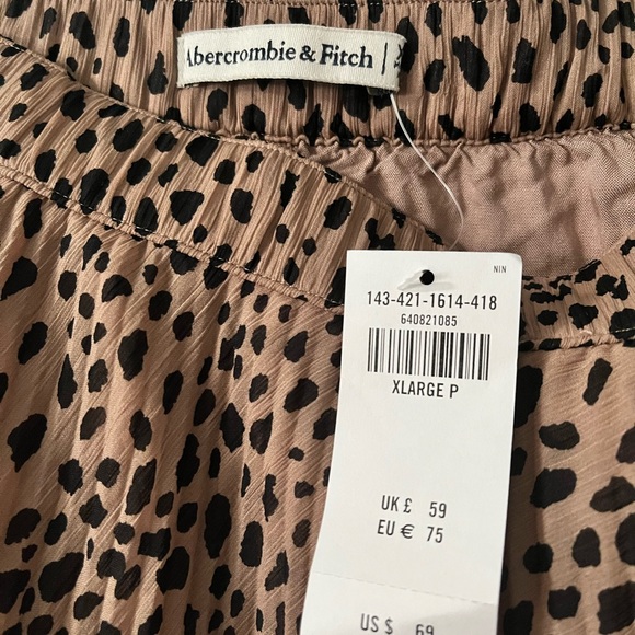 NWT Abercrombie & Fitch Leopard Chiffon Midi Skirt XLP - Picture 2 of 2